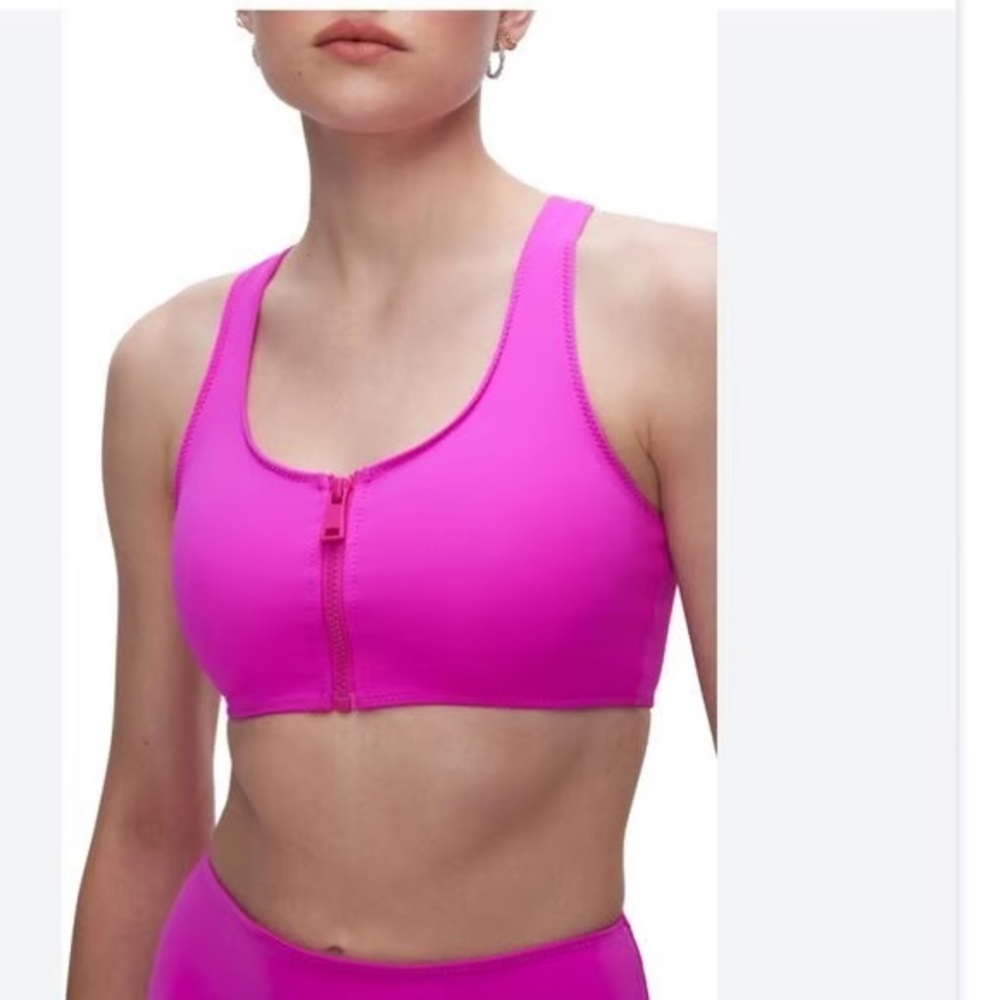 NWT Good American compression neon pink fuchsia bikini set Large